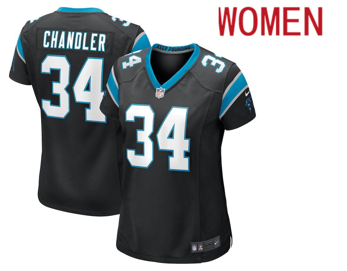 Women Carolina Panthers #34 Sean Chandler Nike Black Game NFL Jersey